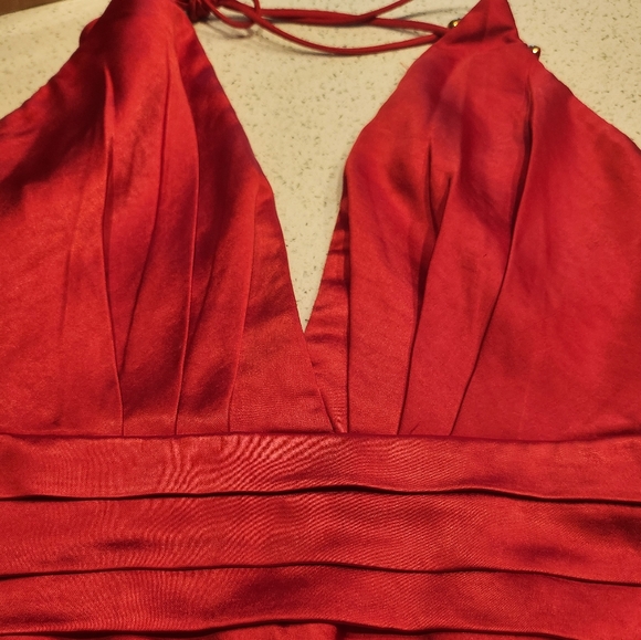 ANGEL BIBA BELLA NOTTE PLUNGING A-LINE MINI DRESS CHERRY - Picture 10 of 12